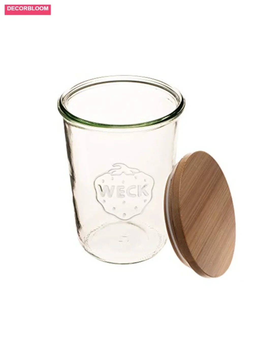 Set of 2 WECK 25.3oz Mold Jars with Wooden Lids, Eco-Friendly Canning Storage
